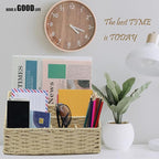 Boershun Rattan Mail Organizer - Countertop, Desk, Bills, Woven Basket, Magazine Holder, Mail Sorter, Hobo Organizer，Beige