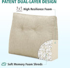 TANYOO Back Support Pillow for Recliner Soft Dual Layer Lumbar Support Pillow with Shredded Memory Foam Ergonomic Orthopedic Couch Lumbar Cushions for Elderly Lower Back Pain Relief Khaki