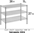 Regal Altair 18" Deep x 36" Wide x 27" Height Wire Shelving Kit | 3-Tier | NSF Commercial Storage Rack Unit