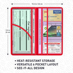 Red Magnetic Shut Premium PU Leather Insurance and Registration Holder, Glove Box Organizer for Car, Stylish Car Accessories, Organize Vehicle Documents with flair, Size 9.5 in x 5.1 in