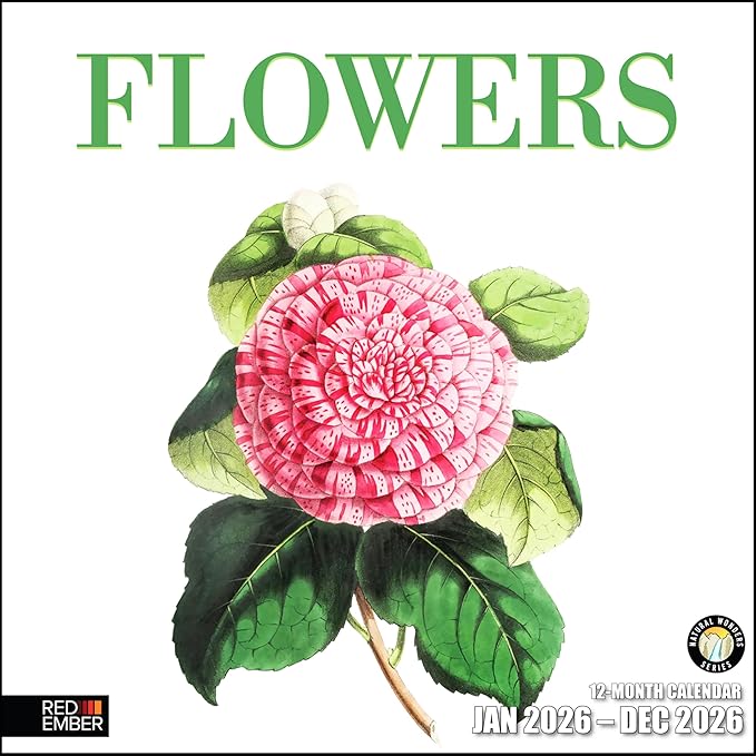 RED EMBER Flowers 2026 Wall Calendar 12 Month | 12" x 24" Open | Thick & Sturdy Paper | Holiday Gift | Garden Nature Art Calendar 2026