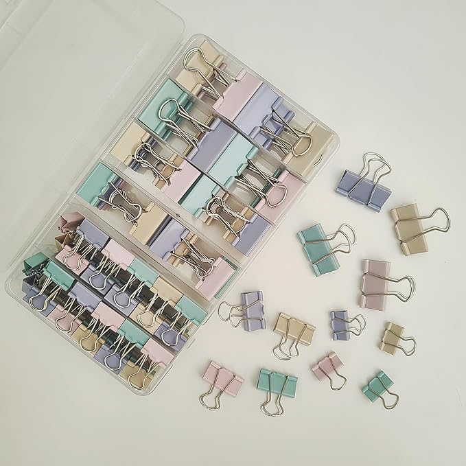 76 Pcs Colored Binder Clips Paper Clamps Assorted Sizes Small Medium Large Colorful Binder Clips for Office Supplies Set