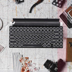 Adventurers Typewriter Style Retro Mechanical Keyboard LED Backlight 83 Keys Bluetooth 5.0 Blue Axis, Suitable Desktop Computers/Laptops Mac/Mobile Punk Keys, Black, 12.8 x 6.6 x 1.6 inches