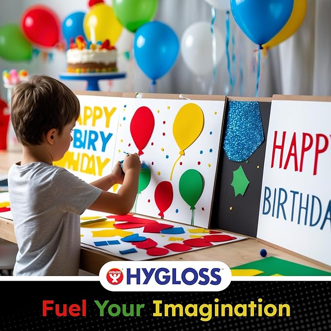 Hygloss Large Colored Poster Board 22x28 - 25 Assorted Standard Color Poster Boards Bulk Pack - Red, Yellow, Green, Blue, Black - 10 Pt. Thickness Poster Board Paper - Posterboard Multipack 22" x 28"
