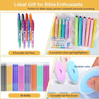 ZAYSWDNS 55 Pcs Bible Journaling Kit With 6 Gel Highlighters 8 Colorful Erasable Gel Pens and 40 Refills & 1 Erasable Gel Pen Eraser,No Bleed, for Bible Study Journaling Planner Notes School Supplies