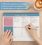 104 Pgs Weekly To Do List Notepad, 52 Duplex-Printed Undated Sheets 100 GSM（8.5"×11") Weekly Desk Planner For Work Home School Office Desk Accessories Supplies & Goal Setting Tasks - Blue