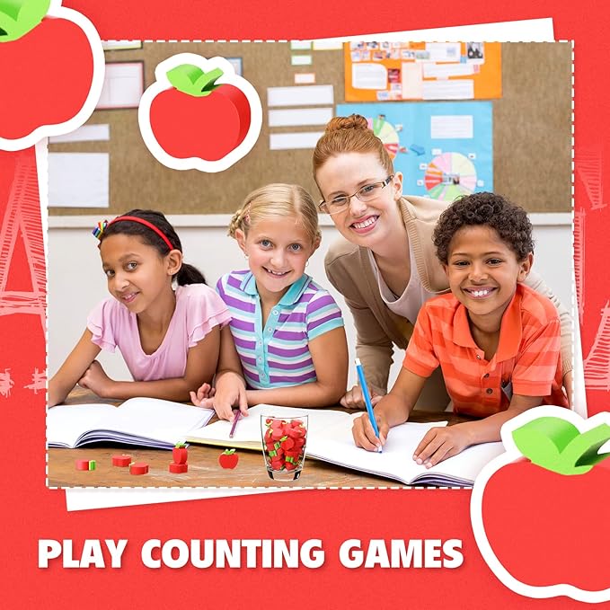 120pcs Mini Apple Erasers for Kids Bulk Classroom Welcome Back to School Gifts Classroom Counting Math Manipulatives Teacher Supplies Stationary Party Favors