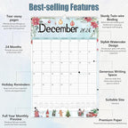 GuassLee Large Wall Calendar 2026-2027,24-Month Vertical Wall Calendar Runs from Jan. 2026 to Dec. 2027, 22"x15" Hanging Monthly Planner with Thick Paper Watercolor Design for Easy Organizing