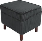 FAGAGA Storage Ottoman with Adjustable Lid, Soft Step Stool, Footrest and Seat, Ottoman Foot Rest for Living Room, Bedroom, Dorm, Dark Gray