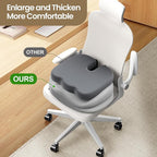 Benazcap Large Seat Cushion for Office Chair Memory Foam Coccyx Pain Relief Cushion Pillow for Back Support Non-Slip Seat Pad for Office Desk, Car Seat, Wheelchair, Sciatica-Grey