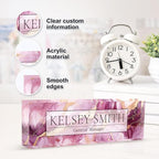 Personalized Name Plate for Desk, Custom Desk Name Plate, Acrylic Name Plate Office Desk Accessories, Personalized Office Gifts for Coworkers Teachers, Employee Appreciation Gifts (C-Mauve Marble)