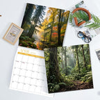 2026 Calendar, 2026 Wall Calendar, Monthly Calendars 12 Month Forest 12" x 24" Opened, Thick Glossy Paper for Organizing Planning, Ideal for Home Office
