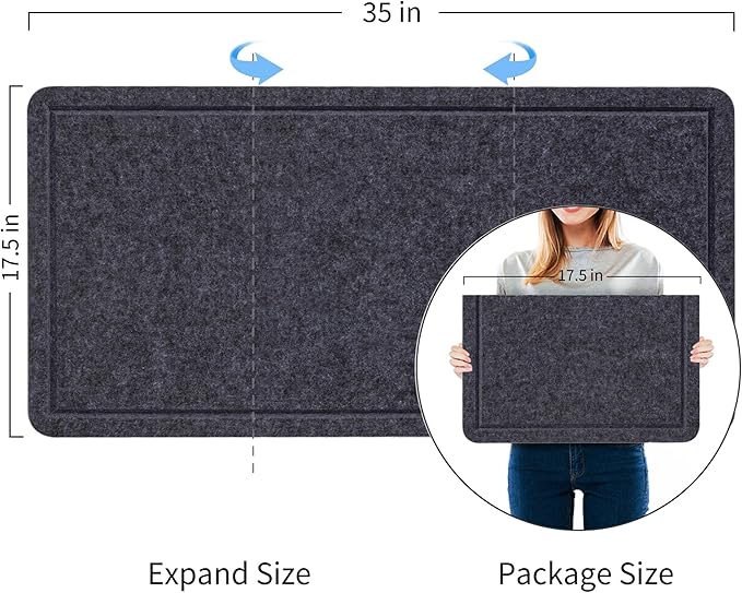 Lightomorrow Bulletin Board, 35 x 17 1/2 inches Felt Board - Decorative Pin Board, Cork Board Alternative for Wall, Foldable Self-Adhesive Vision Board Prayer Board with 20 Pushpins Dark Gray