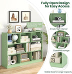 Tangkula 8-Cube Bookcase, Wood 3 Tier Open Storage Bookshelf, Modern Multipurpose Display Cabinet for Living Room, Study, Reading Nook, 48 x 12.5 x 36.5 Inch (Green)
