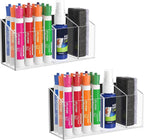 HBlife 2 Pack Magnetic Dry Erase Marker Holder for Whiteboard with 3 Compartments, Acrylic Wall Mount Magnet Pen Holder for Refrigerator, Locker Organizer Accessories for Classroom Office, Clear