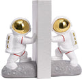 Kakizzy Space Decor Bookends, Resin Astronaut Bookshelf Ends for Kids Rooms Gold Book Ends for Heavy Books Fun Heavy Duty Book End Holder Astronaut Figurine Statue for Office Home Room(D-Gold)