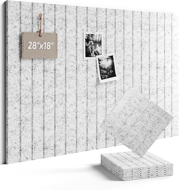 Fluxynara Felt Bulletin Board Tiles -28"x18" with 40 Adhesive Tabs, Cork Board Alternative for Office Decor, Push Pin Board Wall Organizer 6-Pack?Marble Gray?