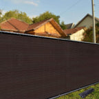 iCover 6x25ft Privacy Screen Fence, Outdoor Fencing Panels, Garden Windscreen Mesh Shade Sail Net Barrier, Include Reinforced Bindings and Brass Grommets Cable Zip Ties, Brown