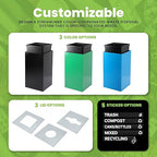 Alpine Mixed Lid Industries 29 Gallon Sturdy Steel Cube Recycling Container, Square Opening - 3 Color Cans Available Sold Separately (Lid Mixed Opening)