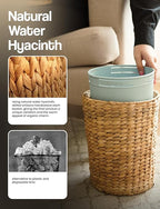 Tidita Set of 2 Wicker Trash Can with Lid - Water Hyacinth Wicker Waste Basket for Bathroom - Bathroom Garbage Can with a Lid - 2 Gallon & 4 Gallon Decorative Rattan Trash Can with Removable Liner