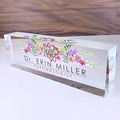 Artblox Office Desk Name Plate Personalized | Custom Name Plates for Desks | Succulents Design On Clear Acrylic Glass | Office Desk Decor - (8" x 2.5")