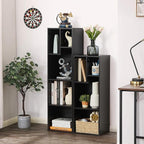 VECELO Narrow Bookshelf Set, Fits 9.3" × 10-12.8" Hardcovers, Cube Storage Bookcases, Free-Standing for Living Room, Bedroom, Home Office, 3/4-Tier, 2-Pack, Black