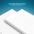 Custom Spiral Notebook Journals with Rainbow Colored Covers - 6 Pack of 5" x 8" – College Ruled, Hard Cover, 50 Sheets Per Book – For Journaling, Office, School Supplies, etc.