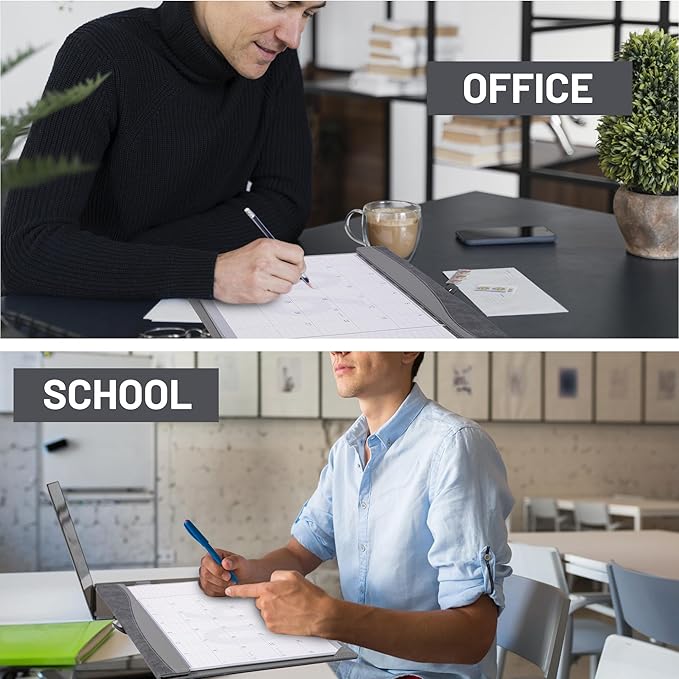 Yoment Desk Calendar 2026, Jan 2026-Dec 2027, 2026 Desk Calendar Large 17 x 12, 2026 Calendar with Plastic Cover, Pockets, to-Do Lists, Desktop Wall Calendar 2026-2027 for Office School Home, Gray