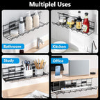 2 Pack DELAMU Under Desk Cable Management Tray, Metal Cord Cable Organizer for Desk, Easy Install Pre-drilled Wire Management Wire Organizer for Office & Home