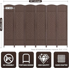 Cocosica 6 Panel Room Divider,6Ft Folding Privacy Screen,Tall - Extra Wide Foldable Panel Partition Wall Divider with Diamond Double-Weaved Hand-Woven Design Room Screen Divider