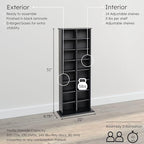Prepac 2 Column Tall Cabinet Media, Double Multimedia Storage Tower, Black
