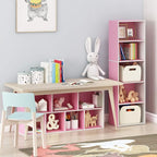 Furinno LUDER Book Shelf, 5-Cube Bookshelf, Bookcase with Open Shelf, 9.4 x 15.8 x 52, for Living Room, Bedroom, Home Office, White/Pink