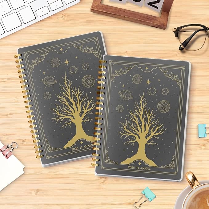 2026 Planner, Weekly and Monthly Planners with Tabs, A5 Spiral Bound Daily Calendar 2026 Planner, 12 Month Agenda Organizers from Jan. to Dec., Flexible Cover Appointment Book(Tarrow Tree)