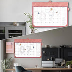 Yoment Desk Calendar 2026 Leather Desk Calendar with To-Do Lists, 13 Months Desk Pad Wall Calendar with Pen Holders PVC Cover for Work Office School Home Women Men, Dec 2025-Dec 2026, 17 x 12, Pink