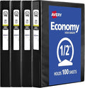 Avery Standard View 3 Ring Binder, 0.5" Round Rings, 100-Sheet Capacity, 0.7 Inch Wide Spine, 1 Black Binder, Ideal for Lightweight Organization and Occasional Referencing (17701)
