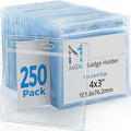 Mata1-USA Plastic Extra-Thick Horizontal Card Protector (Clear, 4x3 Inch, 250 Pack), Large Size No Zipper ID Name Badge Holder
