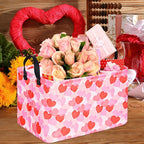 FUULOXE Rectangular Valentines Basket Storage Bin for Shelves Girls Gifts Baskets Foldable Box with Handles for Home Office Car Dormroom Valentine's Day Party Supplies