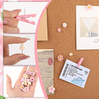 78 Pieces Push Pins Set Cute Thumb Tacks Decorative Flower Push Pins for Wall Cork Board Bulletin Boards with Storage Box（Pink Style）