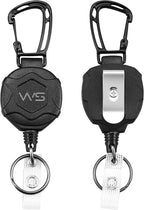 WSJSKMWQ 2-Pack Retractable Keychain, Heavy Duty Badge Reel with Id Badge Holder, Carabiner Key Chain with 31.5" Steel Retractable Cord for Work and Tactical