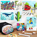 WELLOKB Alcohol Markers Set, 80 colors Alcohol Based Dual Tip, Broad and Brush Tip for Adult Coloring Books, Drawing, Sketching