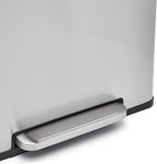 Amazon Basics Dual Compartment Recycling Trash Can with Soft-Close Lid and Removable Liner Buckets, 60 Liters, Rectangular, Grey, Silver