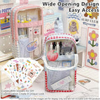 UINSUE Cute Pen case Adorable Bunny Transparent 3-Layer Large Capacity Pencil Case Gadget organizer with Lovely Stickers (Black Plaid)