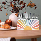 Exqcom Boho Colorful Sunshine Pen Pencil Holder, Boho Desk Office Decor, Retro Rainbow Sun Sunrise Sunset Pencil Pen Holder Organizer for Home Office Desk Accessories