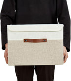 DECOMOMO Fabric Storage Bins with Lid, Storage Baskets for Shelves (Beige and White, 3 Pack)