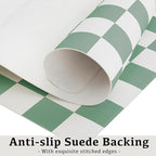 Ohocut Checkered Desk Mat, Large Cute Aesthetic Retro PU Leather Computer Laptop Desk Mat, Non-Slip Waterproof Mouse Keyboard Pad, Desk Writing Mat for Work/Home (Sage, 31.5" x 15.7")
