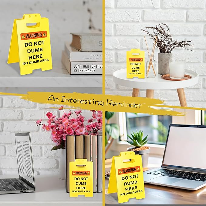 Smilelife Funny Office Cubicle Decor No Dumb Area Desk Sign Team Office Gag Gifts for Coworker Teammate Employee Boss Manager