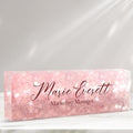 Personalized Name Plate for Desk Custom Acrylic Desk Name Plate Custom Employee Appreciation Gifts Office Gifts for Women, Men, Boss, Coworkers, Teacher, Nurse (B-Pink Crystal)