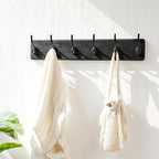 Dseap Coat Rack Wall: 24" Long, Patented, Heavy-Duty, 6-Double-Hooks Wooden Wall Mounted Coat Rack Coat Hanger Hook Rail for Winter Coats Hat Jacket Clothing, Black