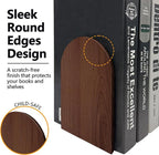 Brosisincorp Walnut Wood Book Ends for Shelves - Hand Polished Edges, Non-Skid Bookends for Heavy Duty Book Holders Office Desk Shelves Decorative Book Organizer, 6.69"H x 4.72"W x 3.94"L (2 Pairs)