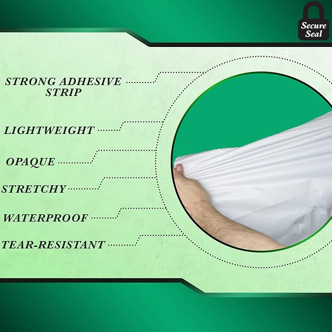 100 Pack Secure Seal White Poly Mailers Shipping Bags - Safe Shipping with 5x7Mailers Poly Bags - E-Commerce Poly Bags for Shipping - Self Sealing 2 Mil Poly Shipping Envelopes